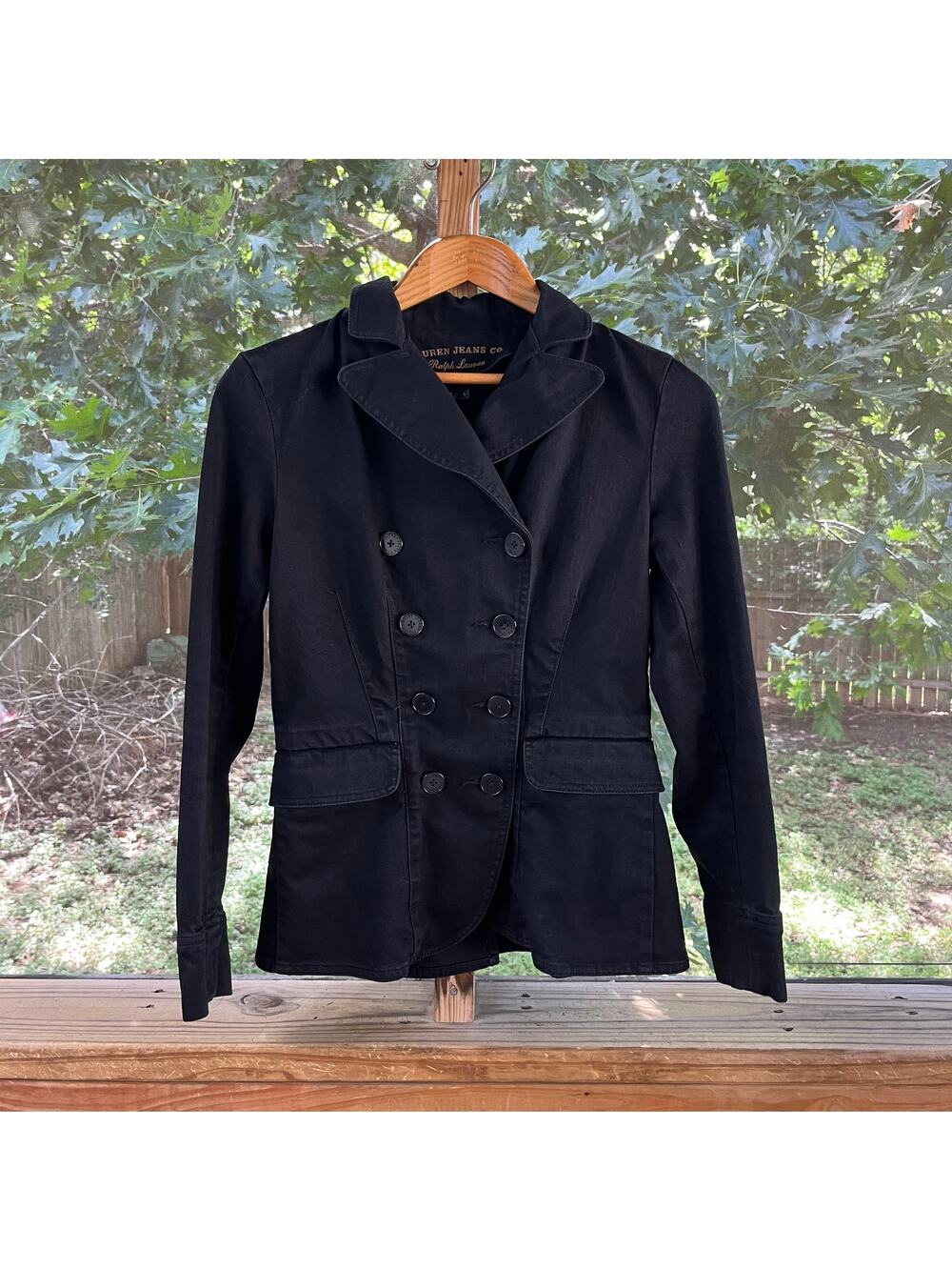 Ralph Lauren Women's Vintage Black Denim Double Breasted Jacket Size S